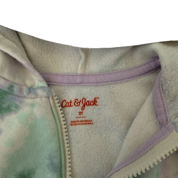 Cat & Jack Blue Green Tie Dye Hooded Zip-Up Hoodie Size 2T - Picture 3 of 3
